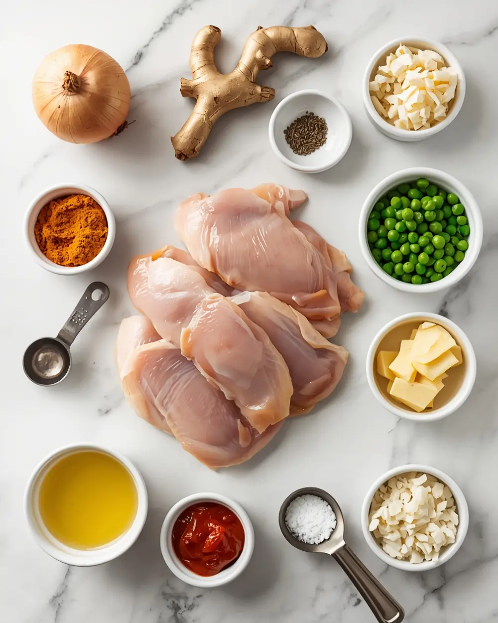 Ingredients for slow cooker chicken curry family summer