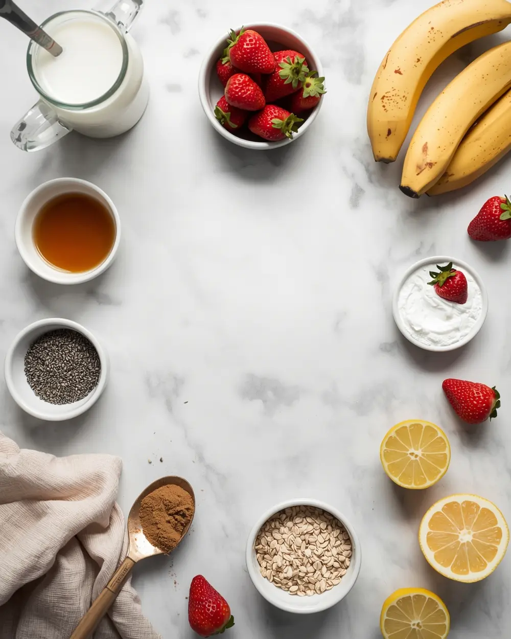 Ingredients for strawberry banana nice cream family
