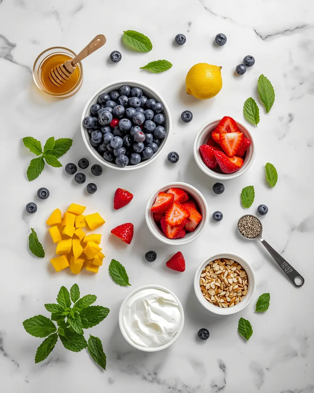 Ingredients for summer berry fruit salad family