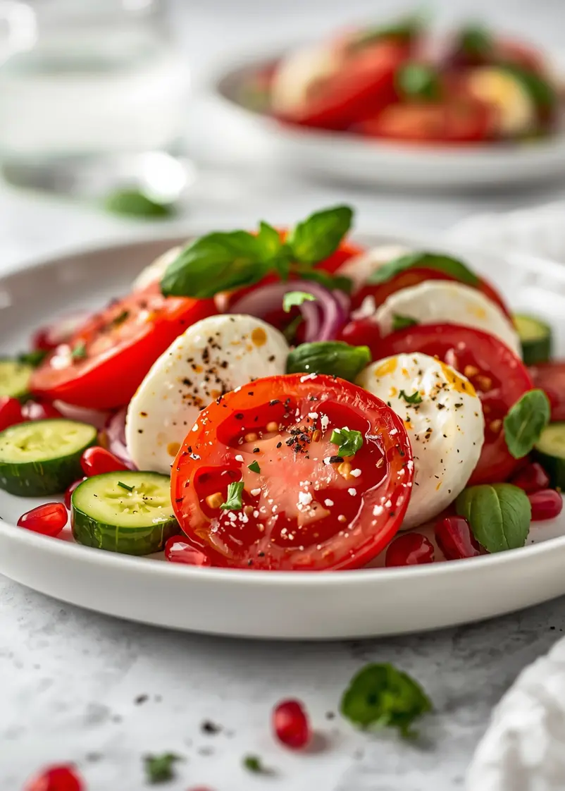 summer caprese salad family ready to serve