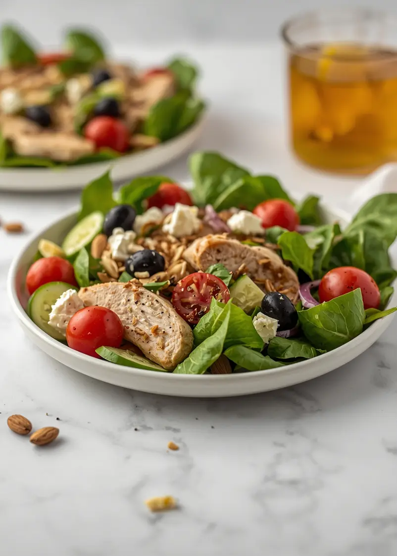 summer chicken salad family ready to serve