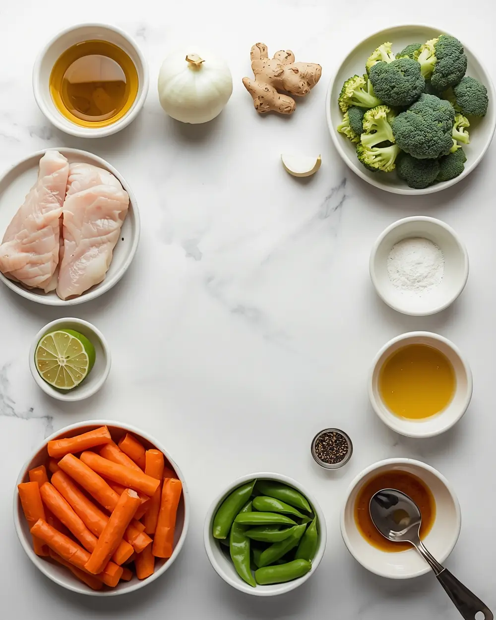 Ingredients for summer chicken stir fry family