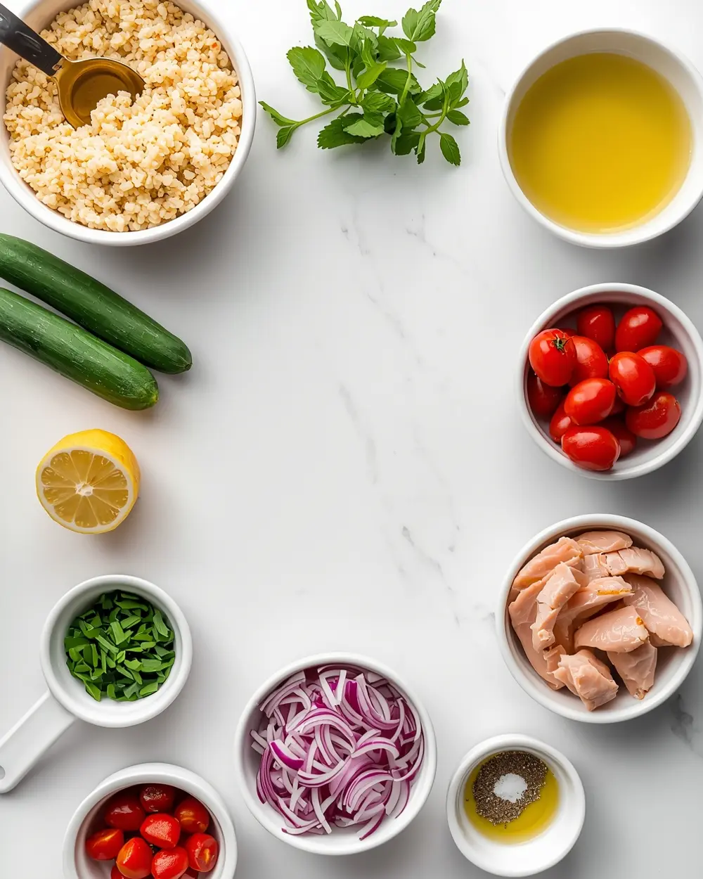 Ingredients for summer couscous salad family