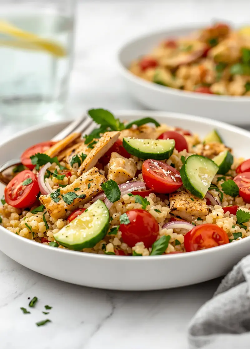 summer couscous salad family ready to serve