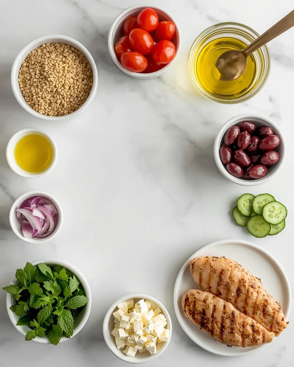 Ingredients for summer farro salad family