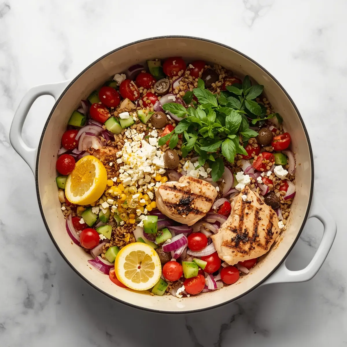 Cooking instructions for summer farro salad family