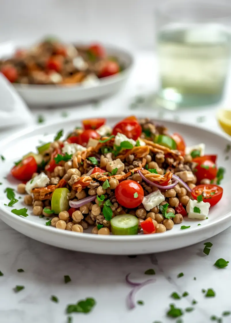 summer lentil salad family ready to serve