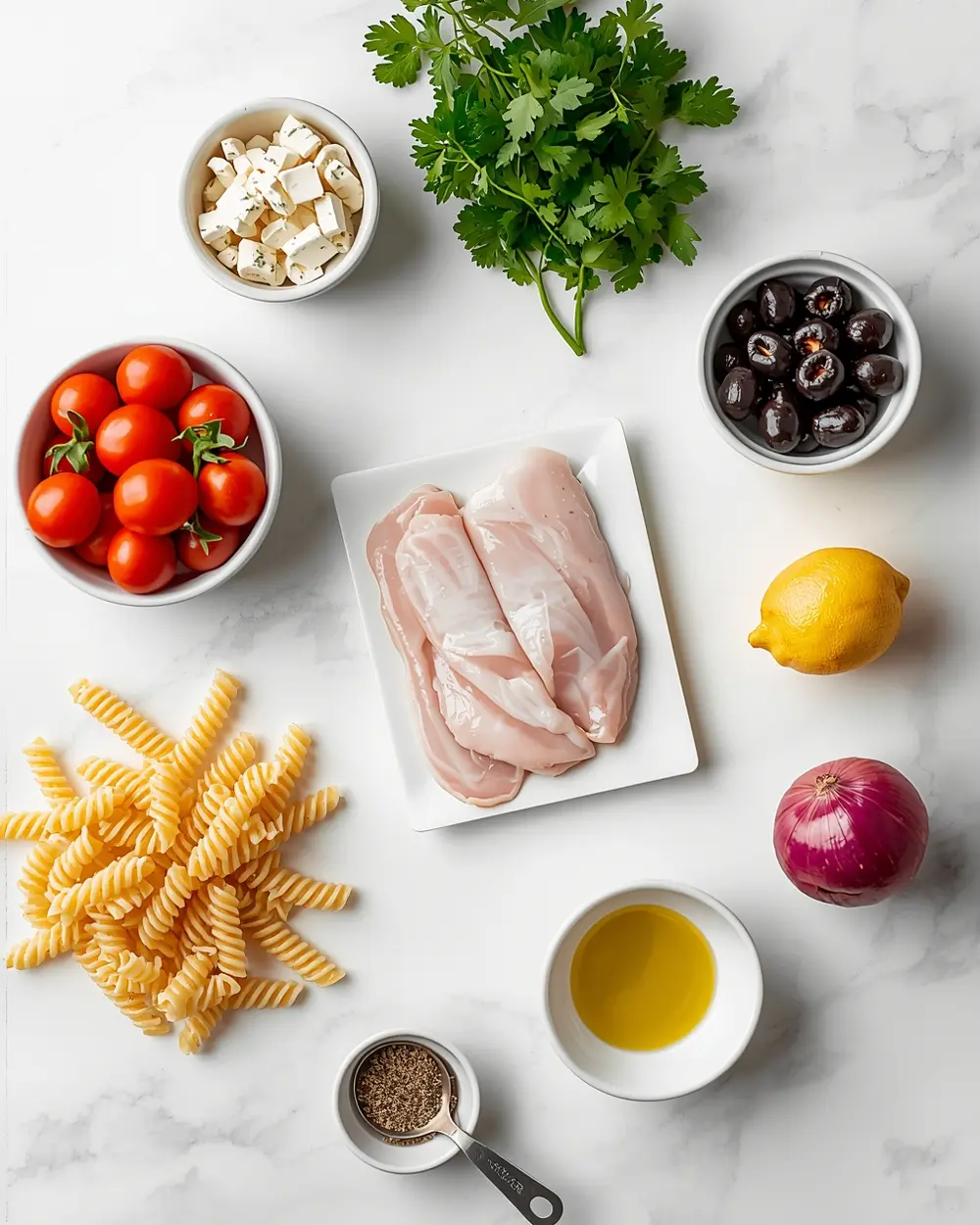 Ingredients for summer pasta salad family