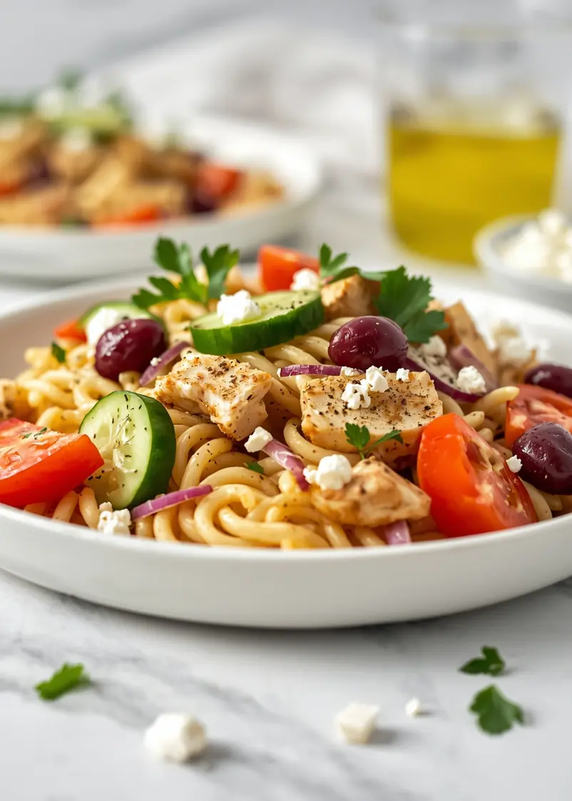 summer pasta salad family ready to serve