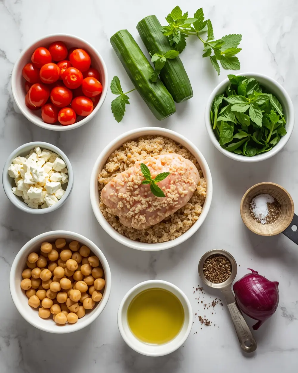 Ingredients for summer quinoa salad family