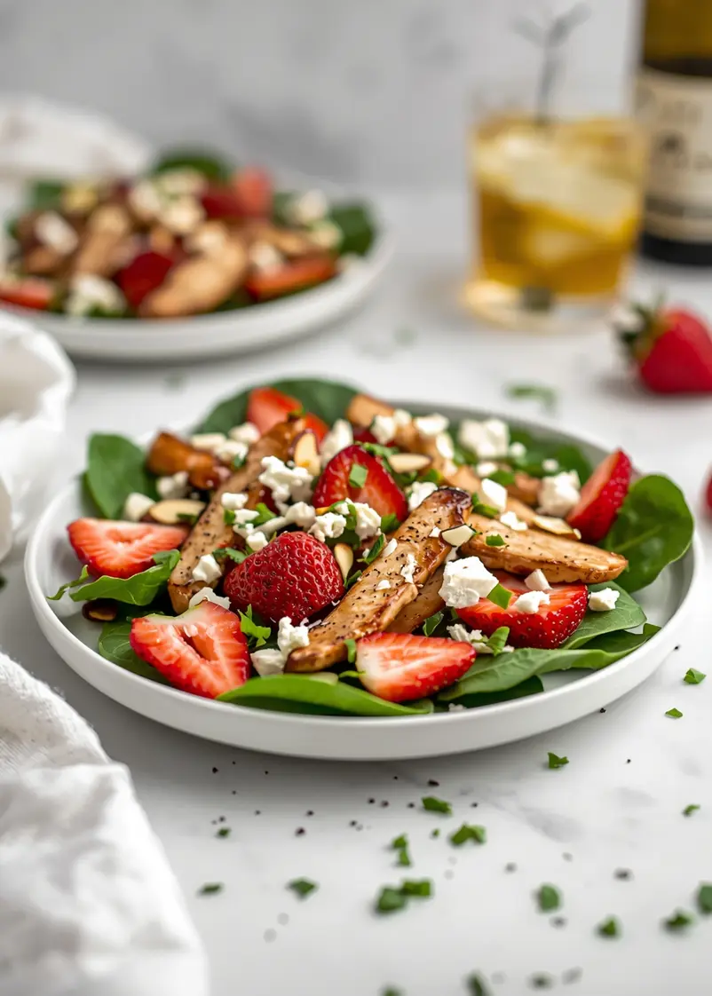 summer strawberry spinach salad family ready to serve