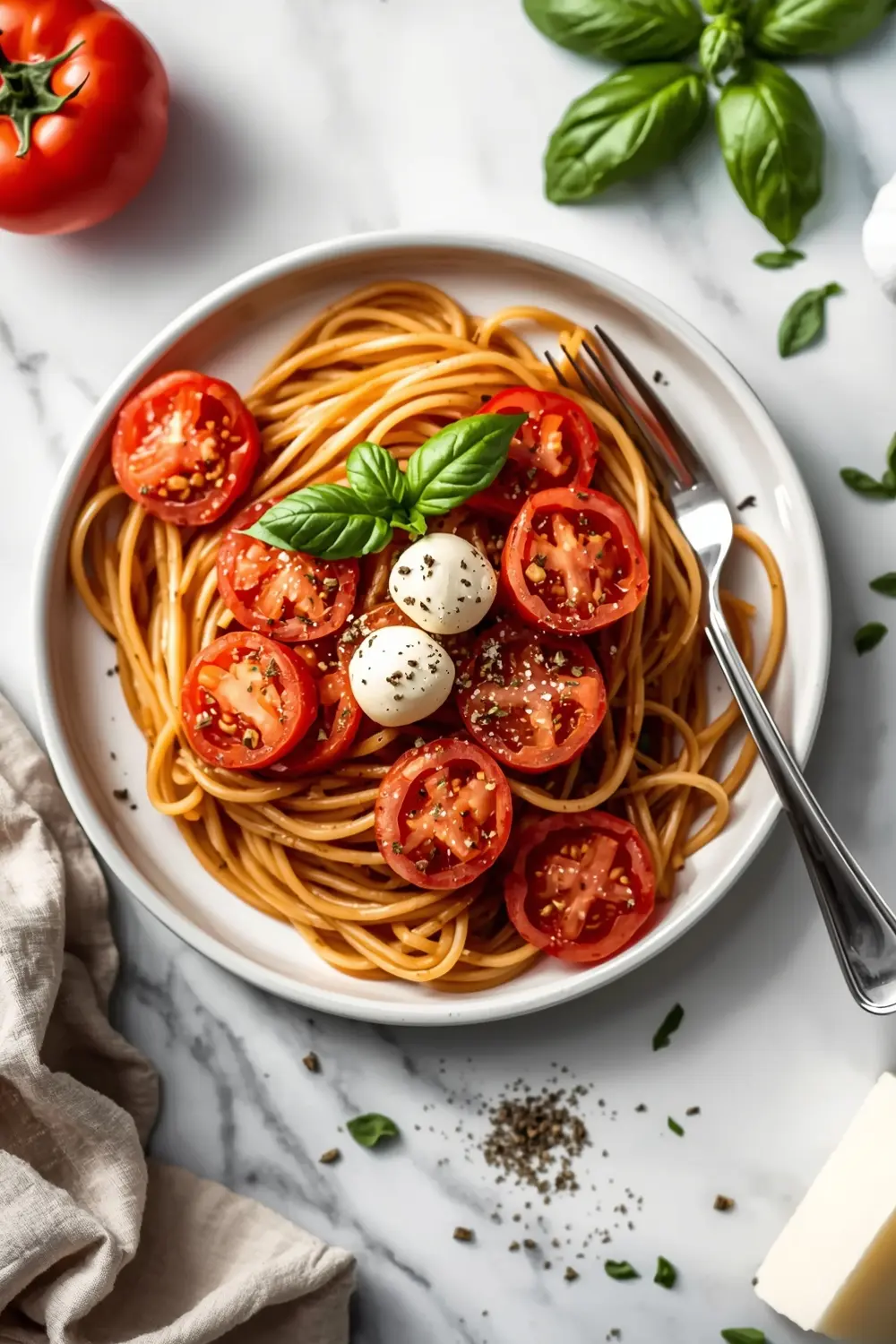 summer tomato basil pasta family