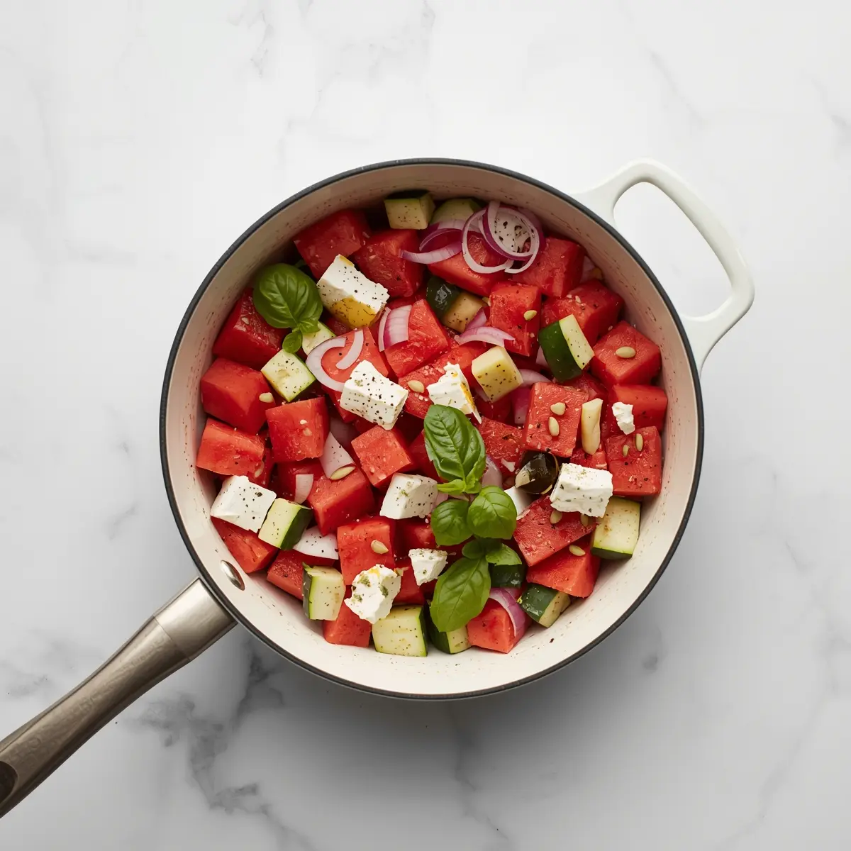 Cooking instructions for summer watermelon feta salad family