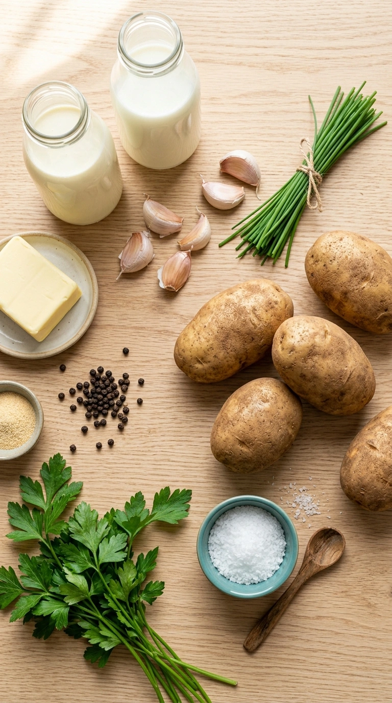 Ingredients for thanksgiving garlic mashed potatoes family
