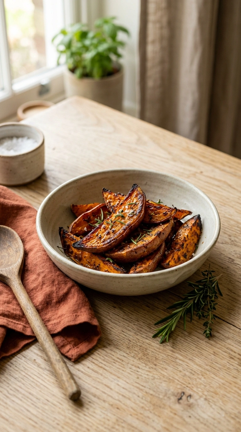 thanksgiving roasted sweet potatoes family ready to serve