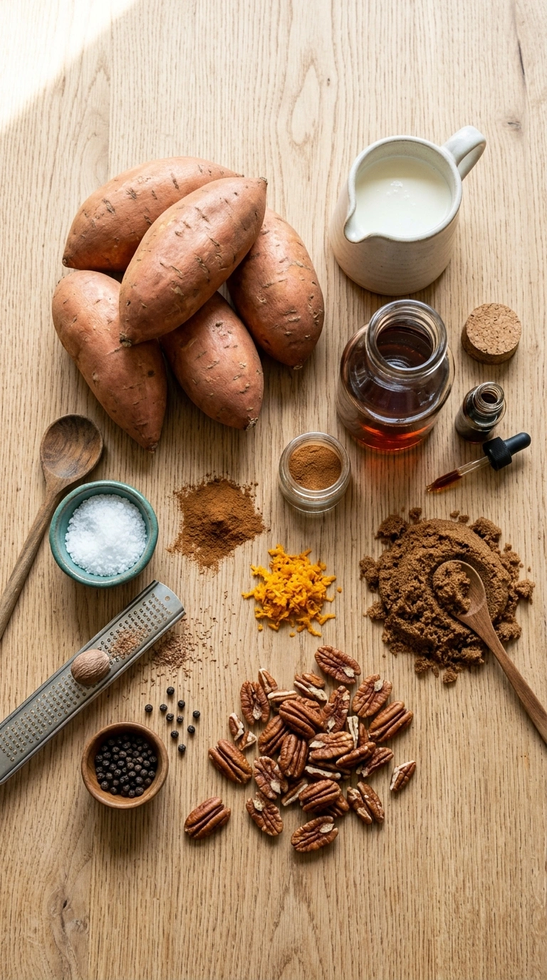 Ingredients for thanksgiving sweet potato mash family