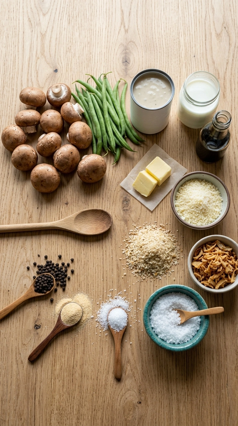 Ingredients for thanksgiving green bean casserole family