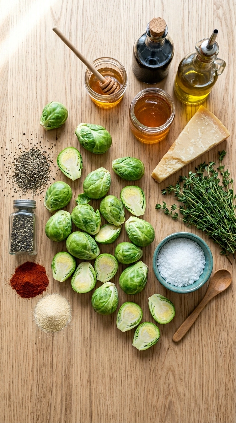 Ingredients for thanksgiving roasted brussels sprouts family