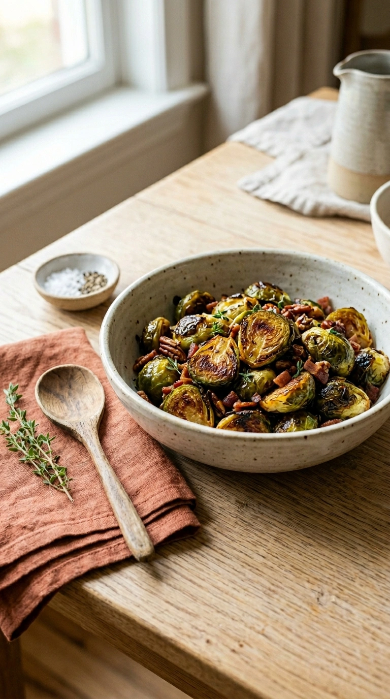thanksgiving roasted brussels sprouts family ready to serve