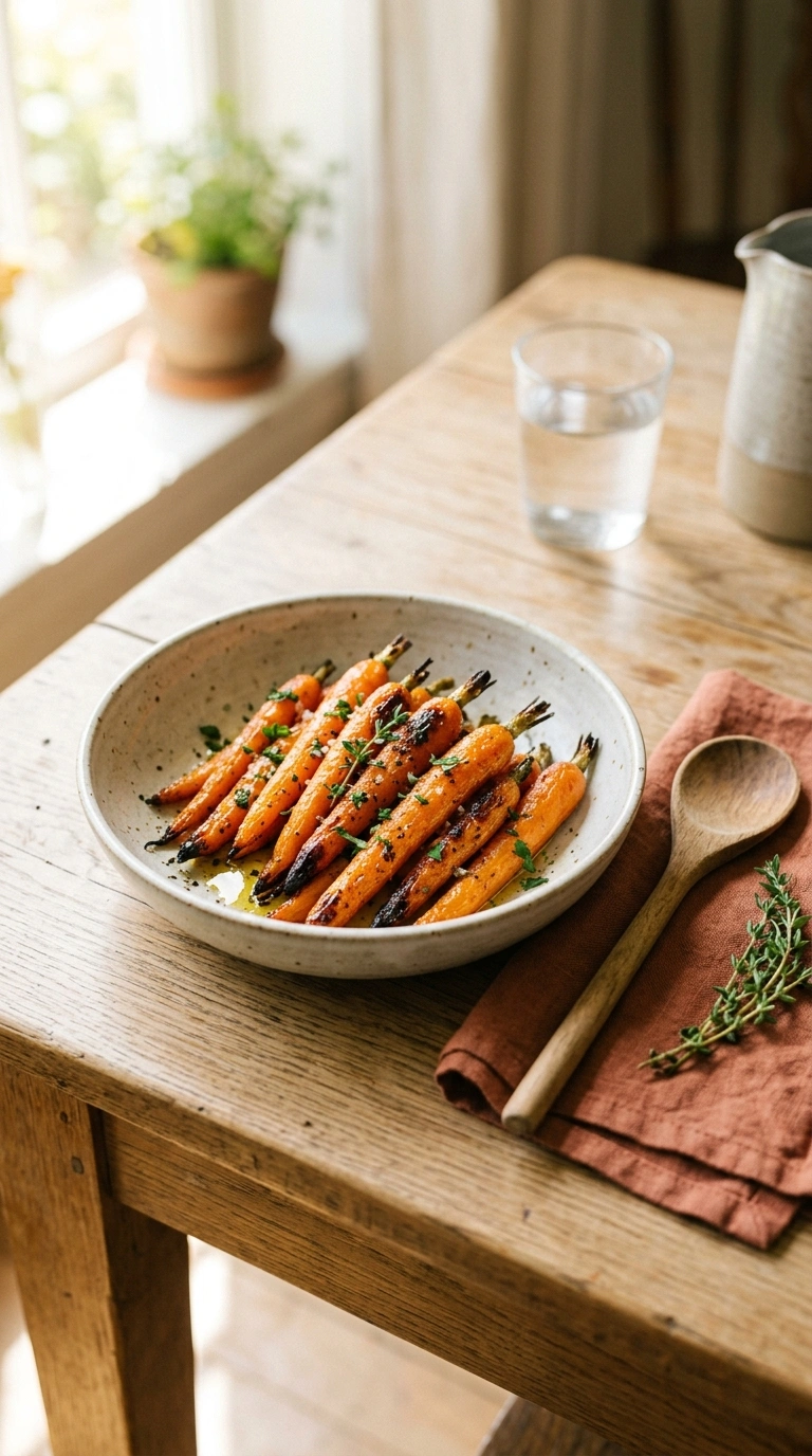thanksgiving roasted carrots family ready to serve
