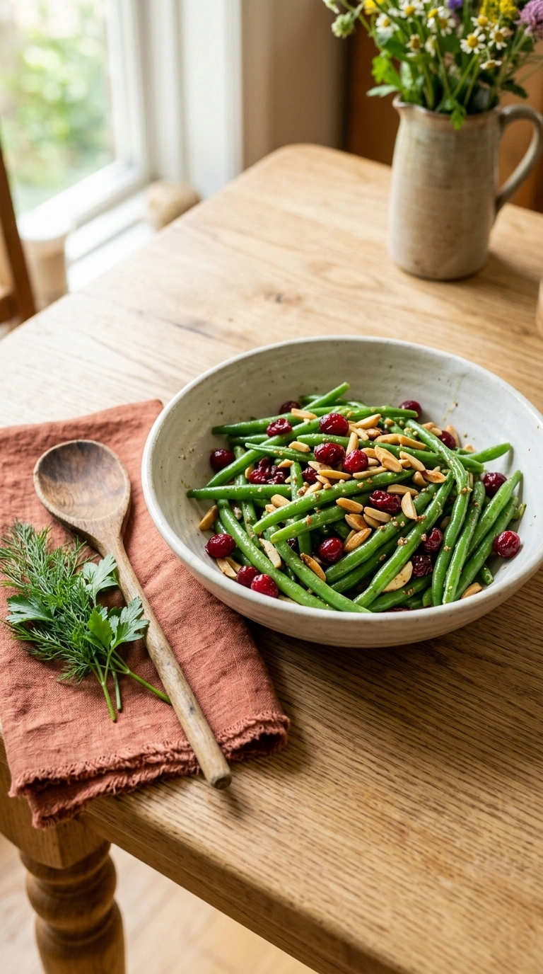 thanksgiving cranberry green beans family ready to serve