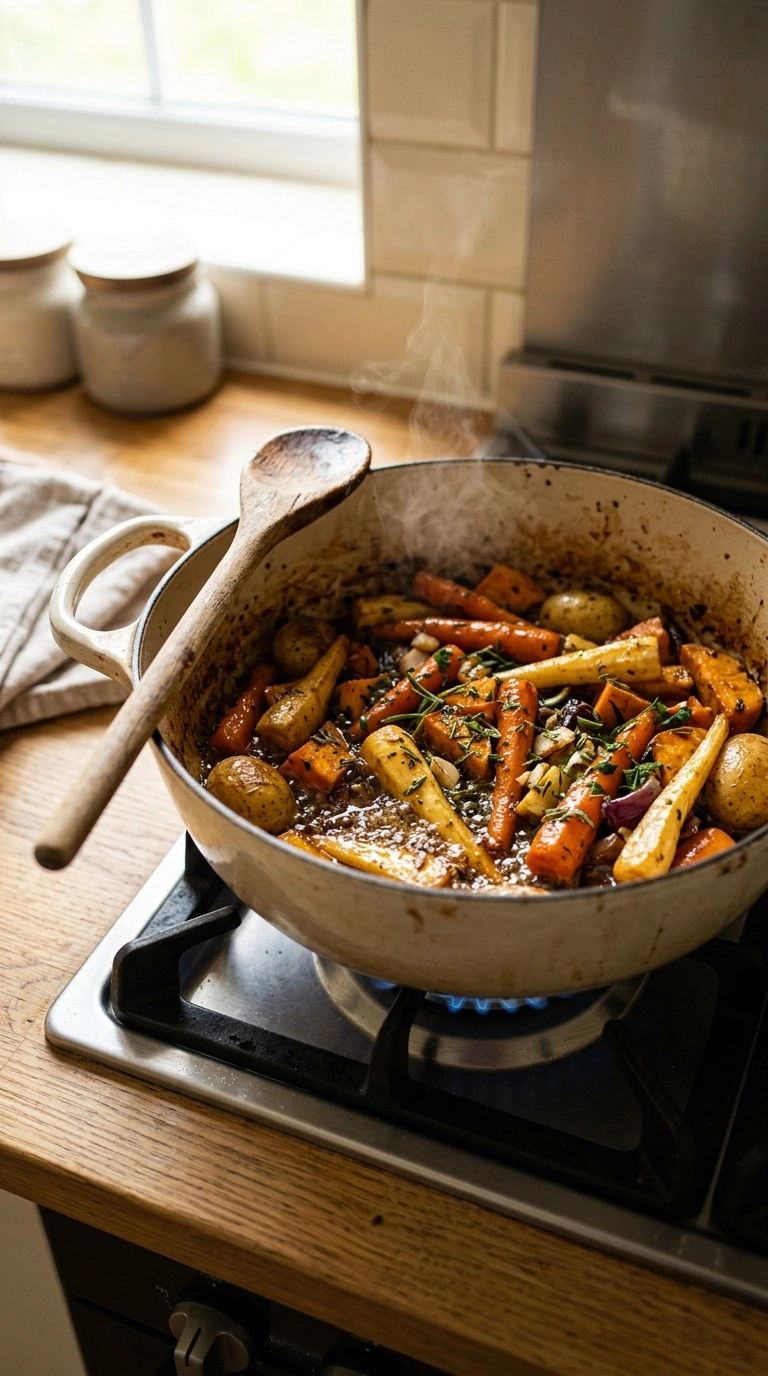 Cooking instructions for thanksgiving roasted root vegetables family