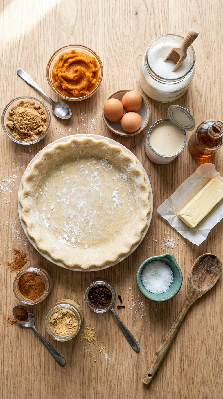 Ingredients for thanksgiving pumpkin pie family