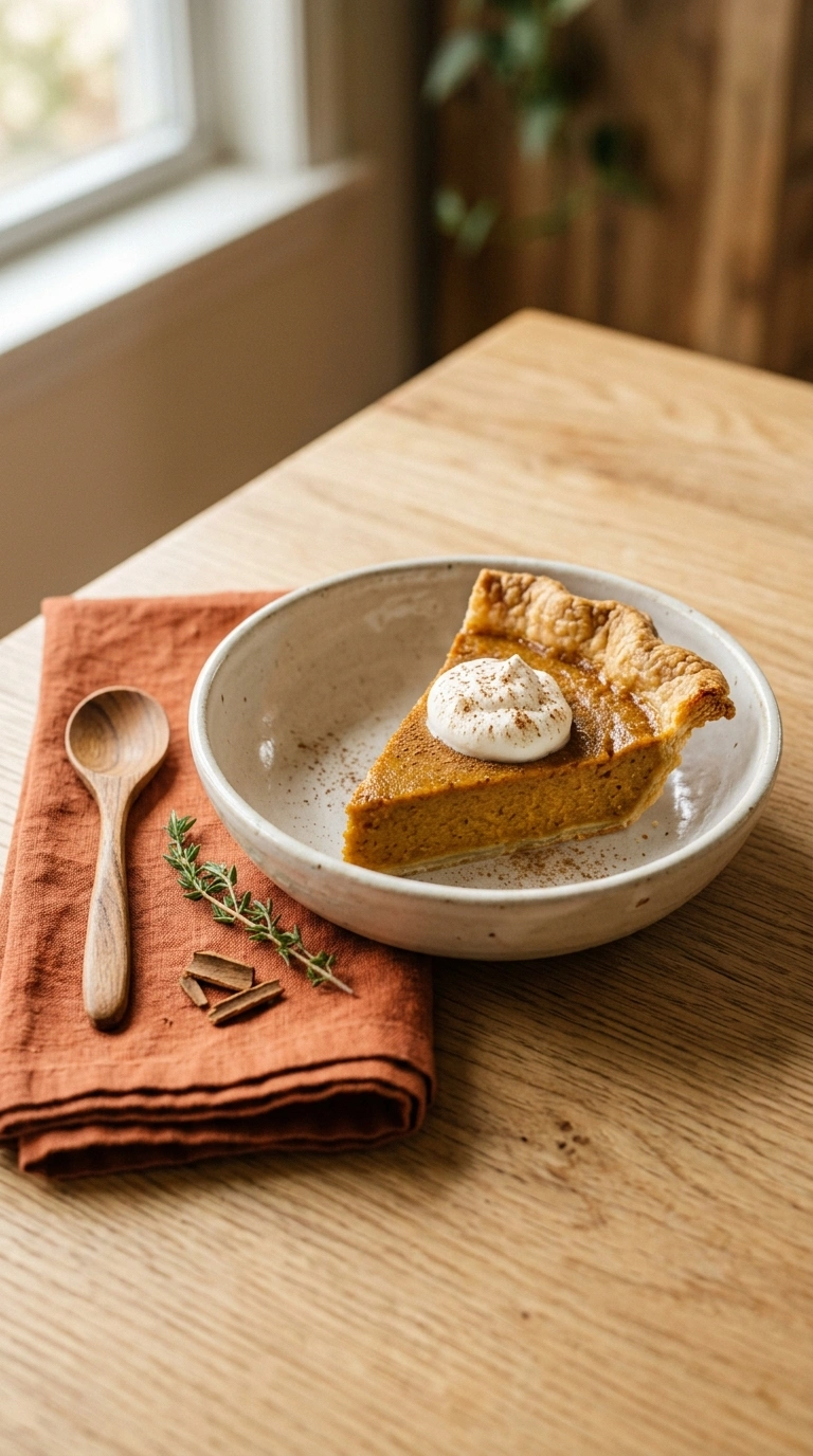 thanksgiving pumpkin pie family ready to serve