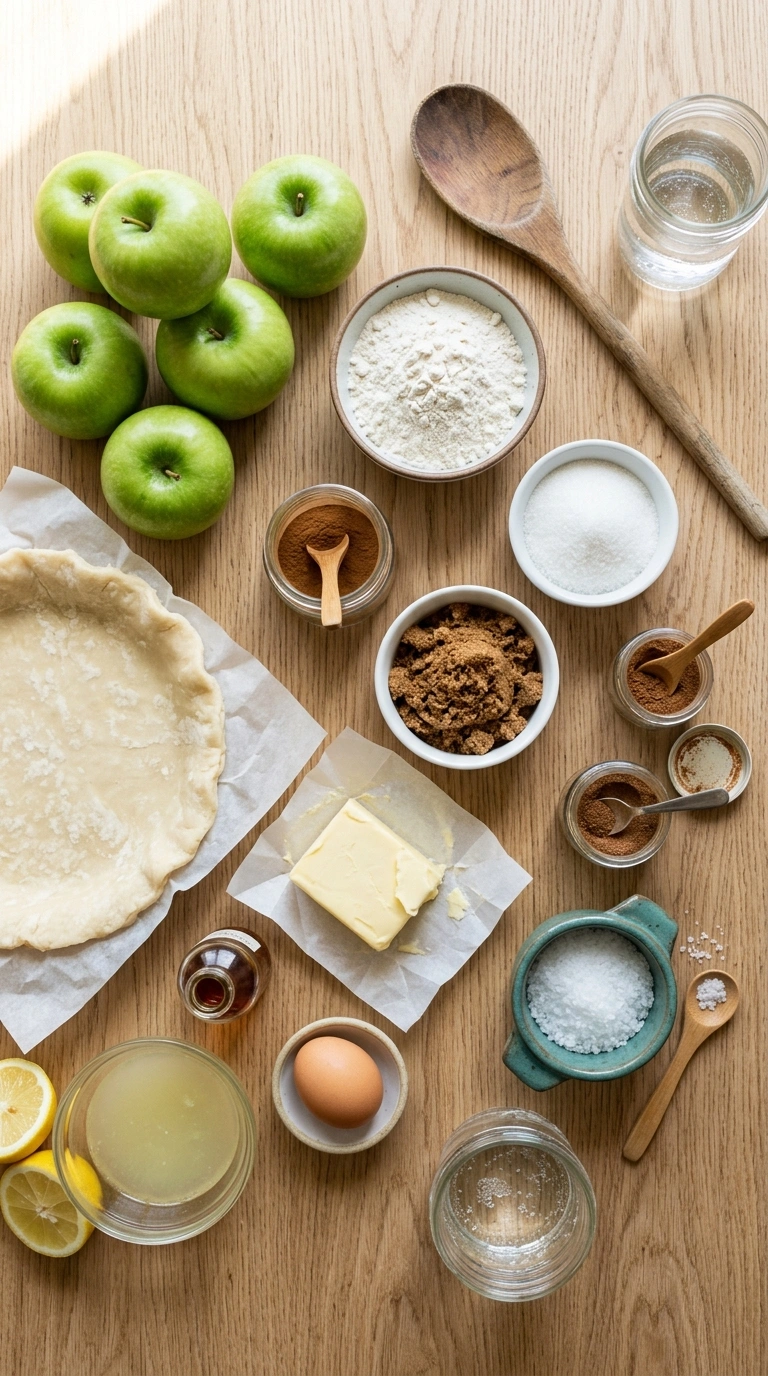 Ingredients for thanksgiving apple pie family