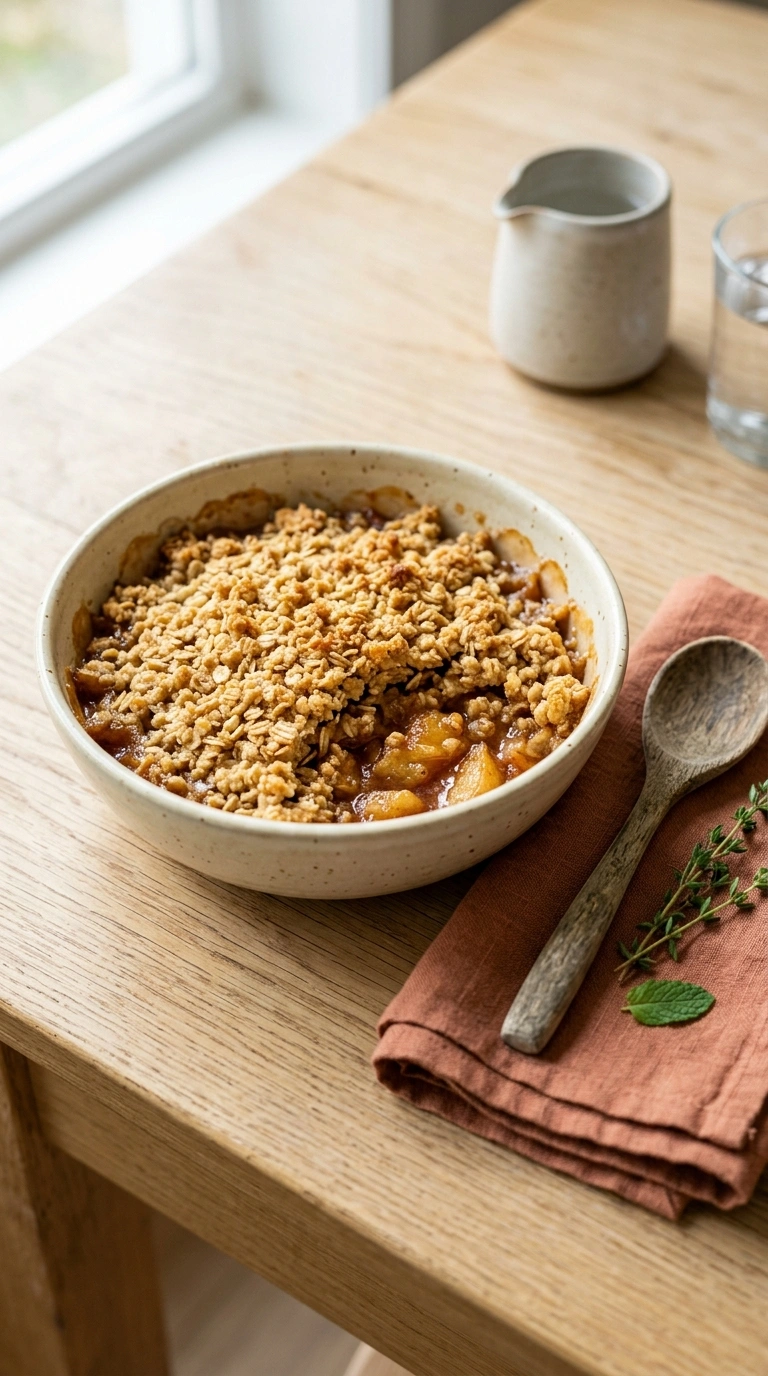 thanksgiving apple crisp family ready to serve