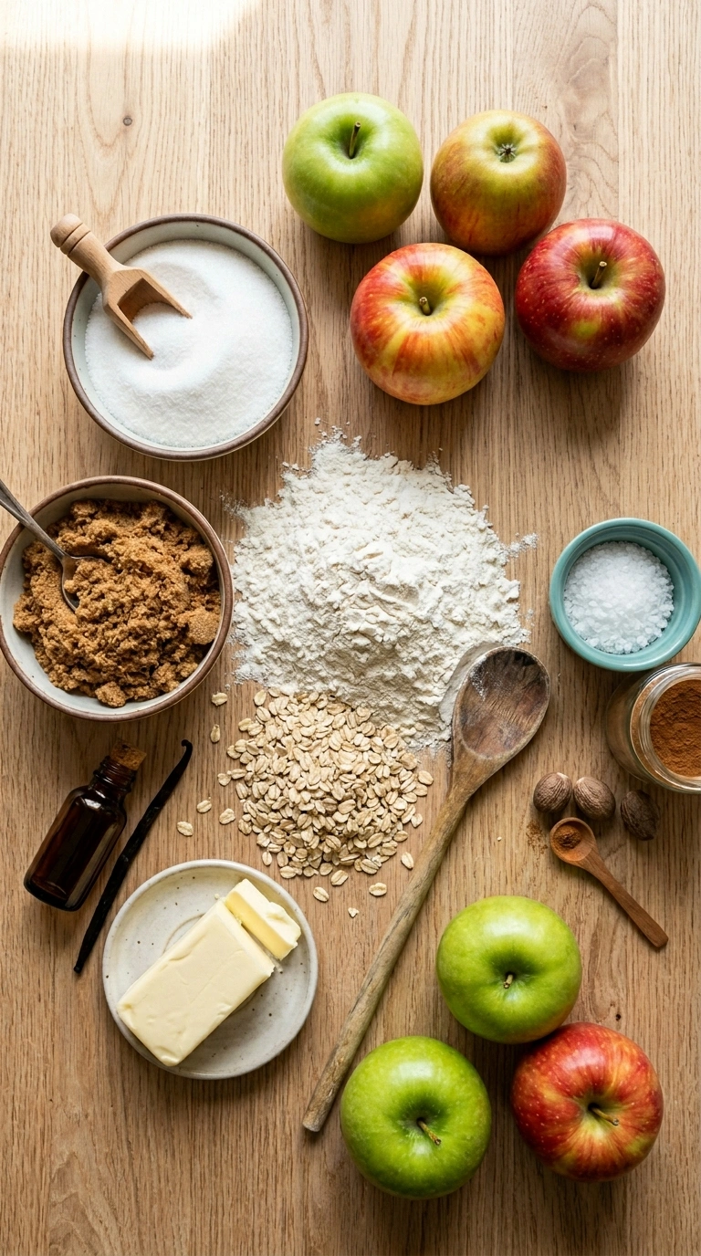 Ingredients for thanksgiving apple crisp family