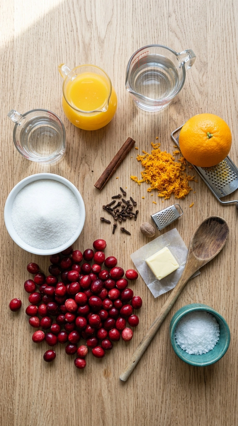 Ingredients for thanksgiving cranberry sauce family