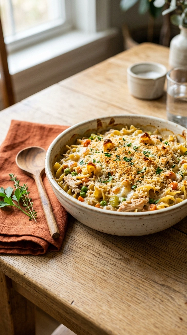 thanksgiving leftover turkey casserole family ready to serve