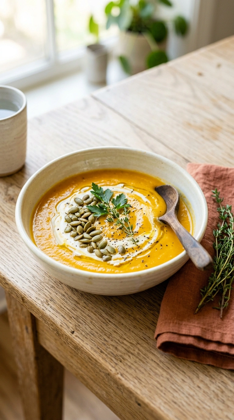 pumpkin soup ready to serve