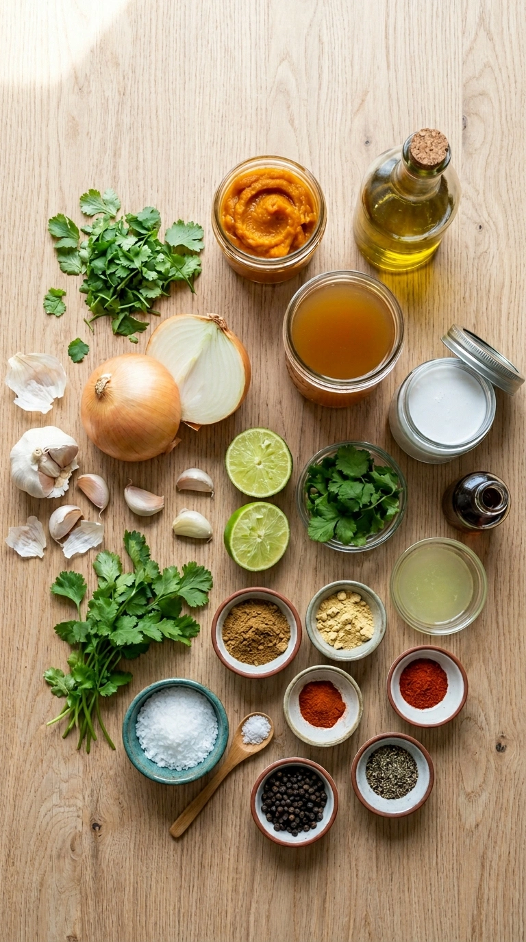 Ingredients for coconut pumpkin soup