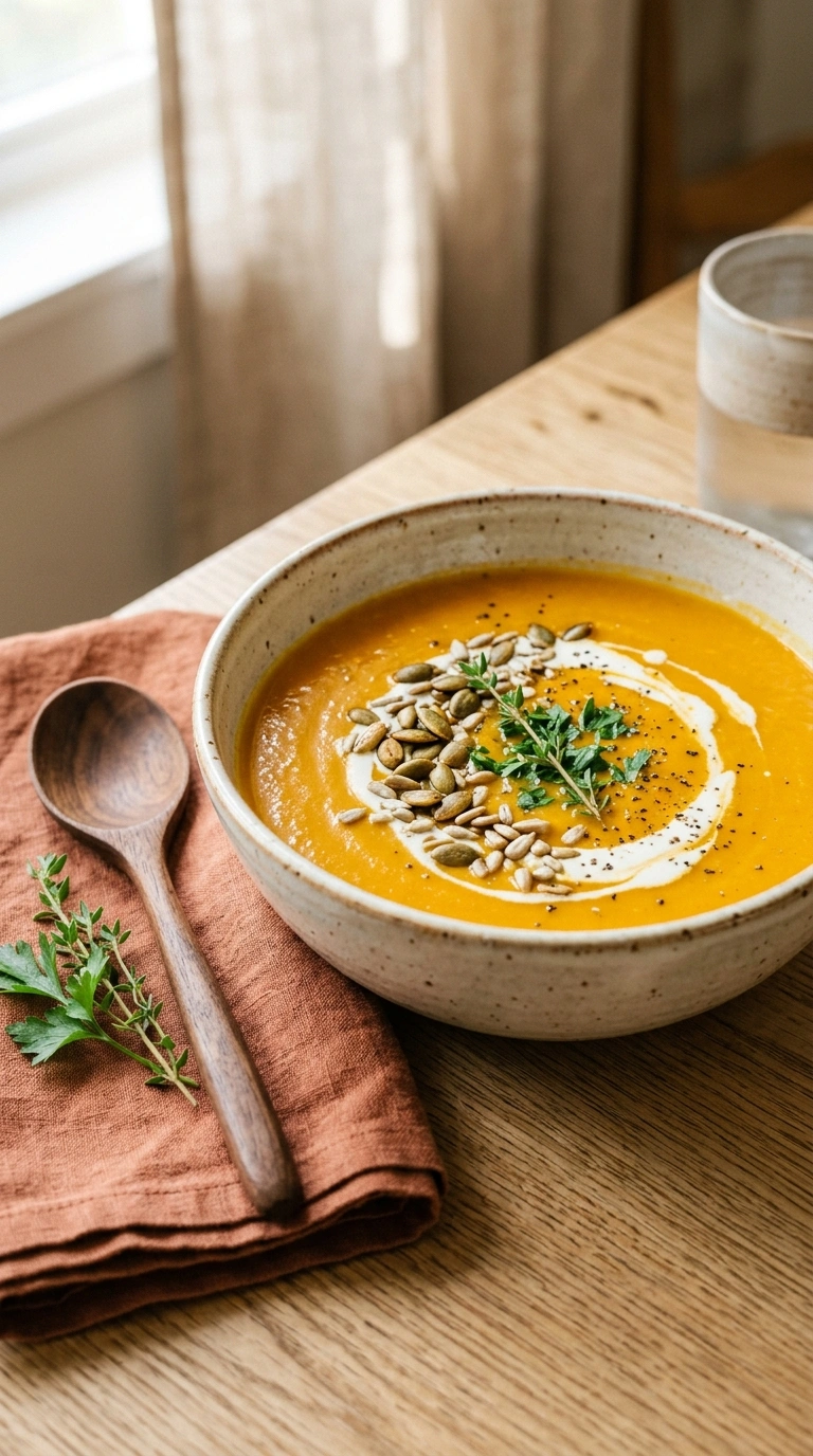 roasted pumpkin soup ready to serve