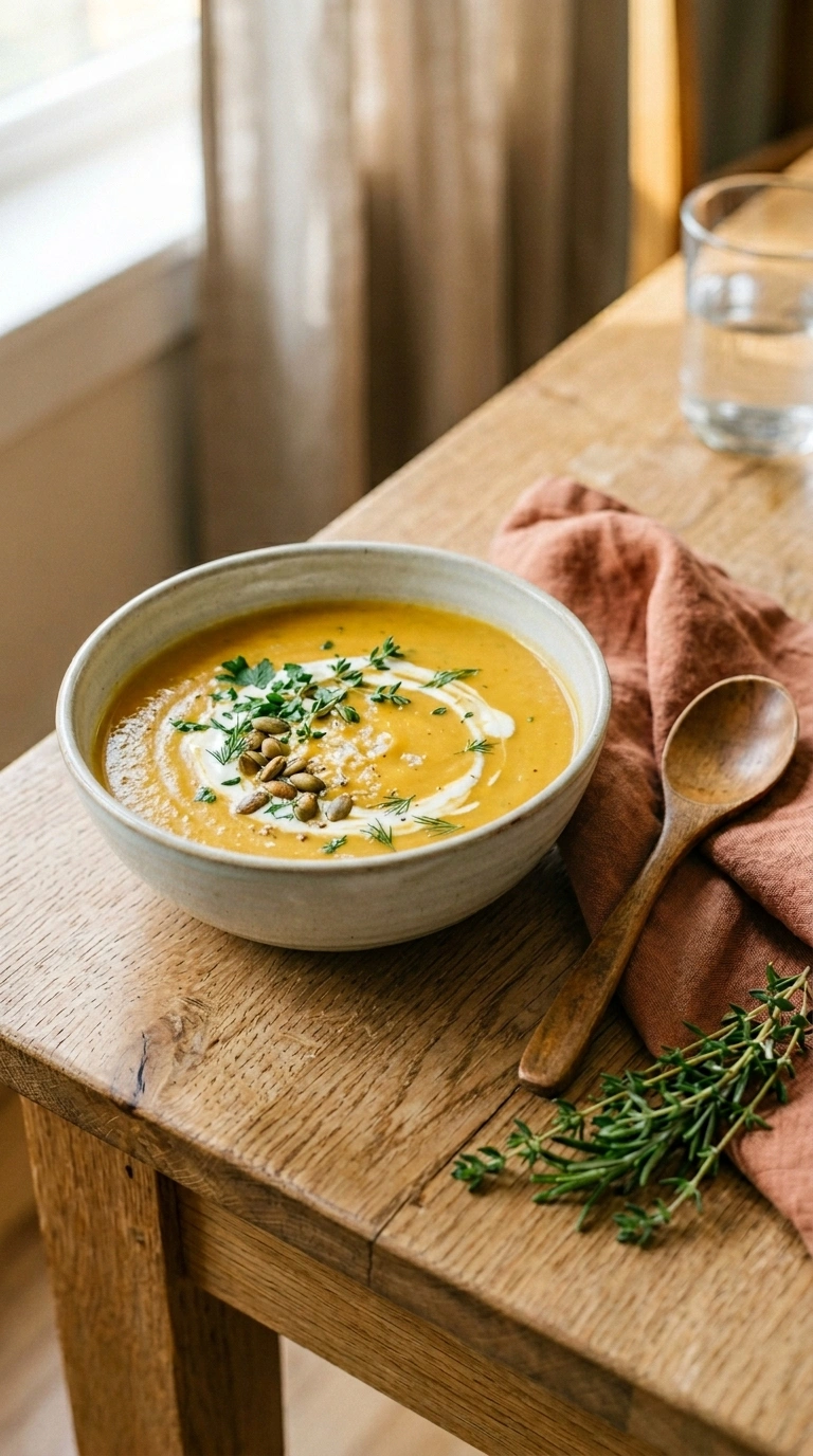 apple butternut squash soup ready to serve