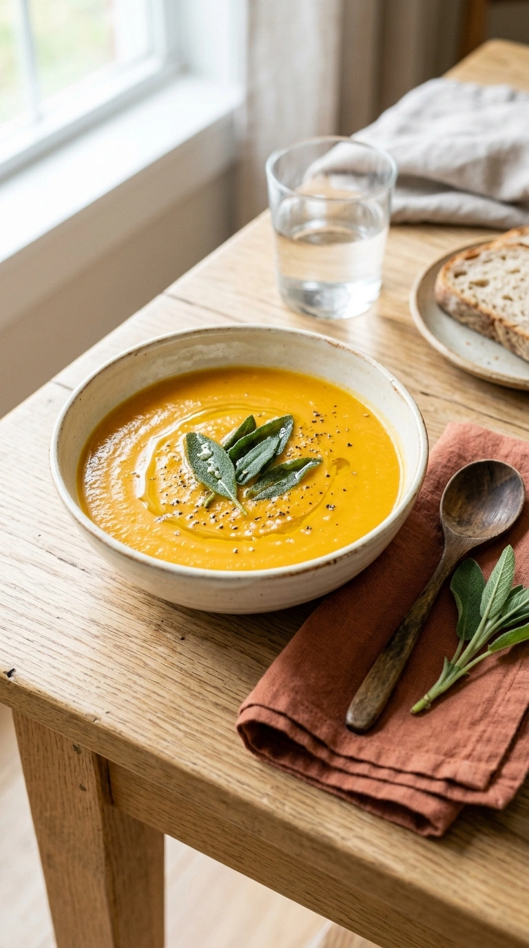 coconut butternut squash soup ready to serve