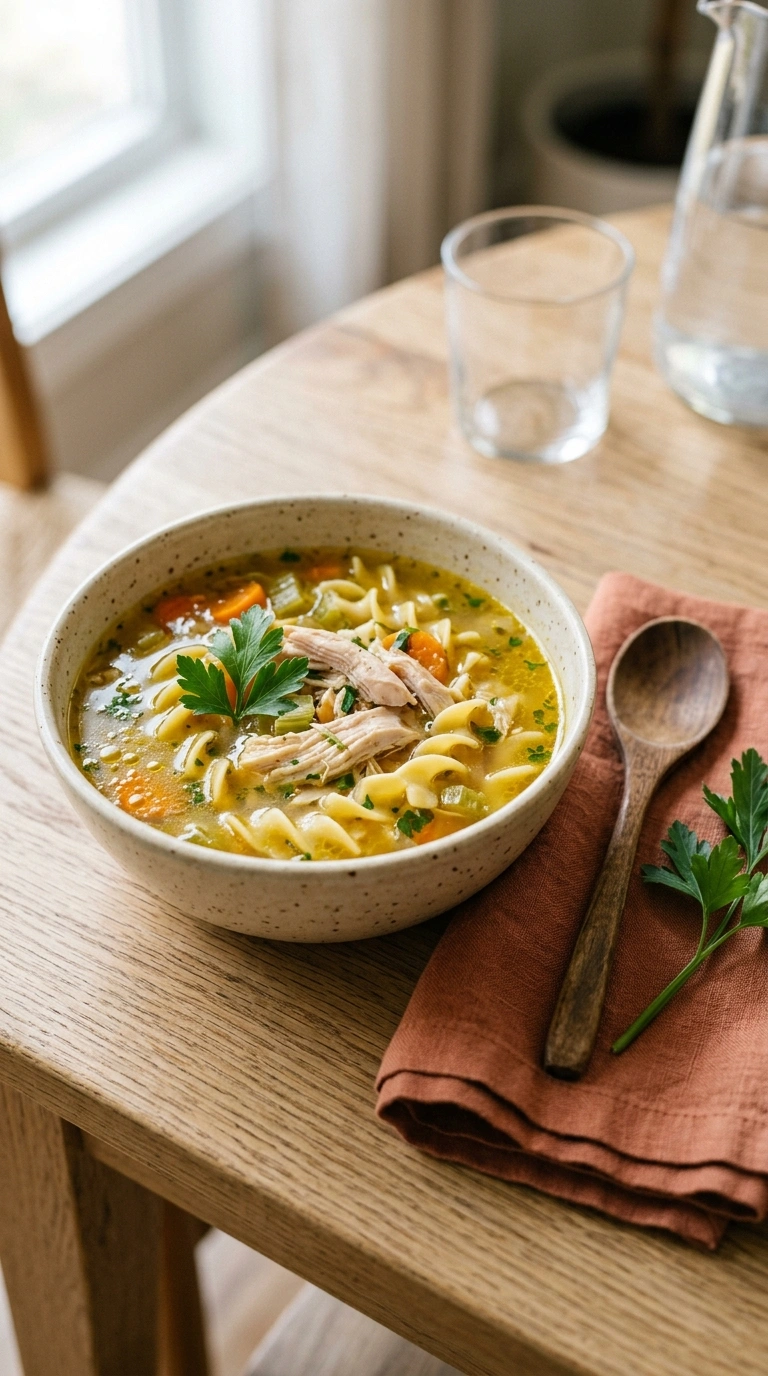 chicken noodle soup ready to serve