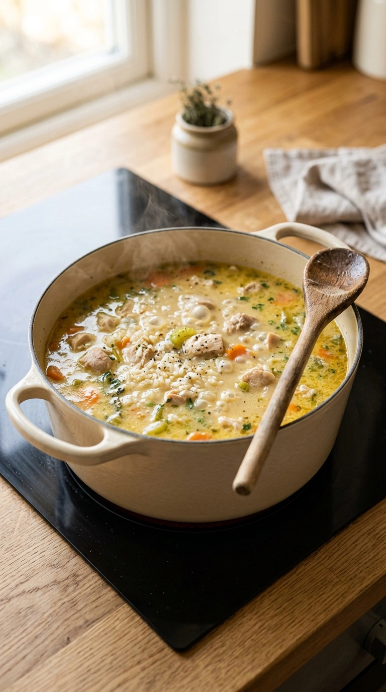 Cooking instructions for chicken and rice soup