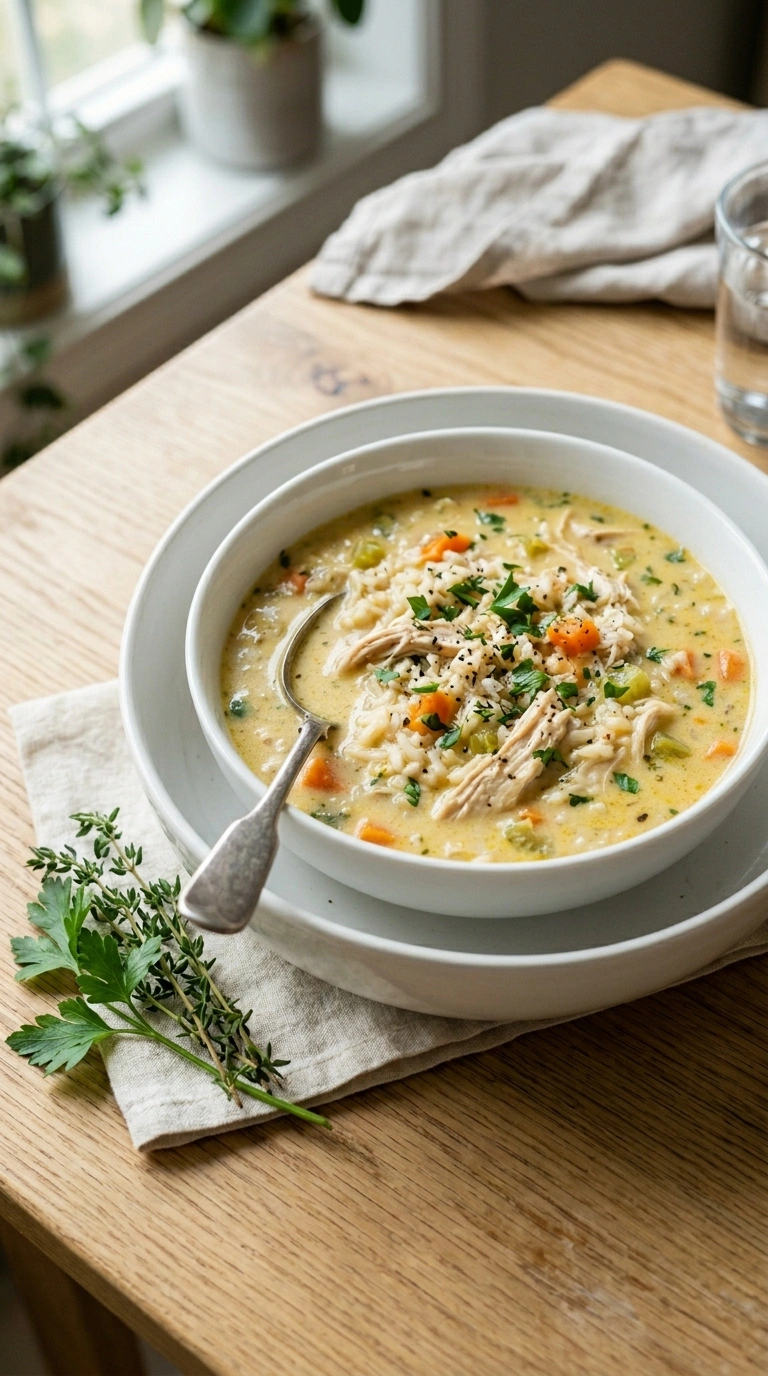 Creamy Chicken Rice Soup | 35-Min Cozy Family Comfort Dinner