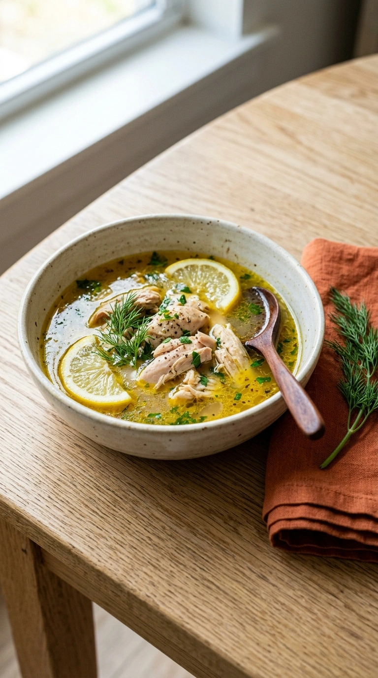 lemon chicken soup ready to serve