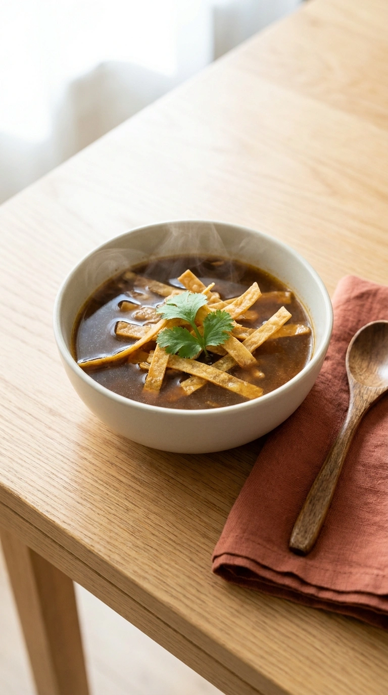 chicken tortilla soup ready to serve