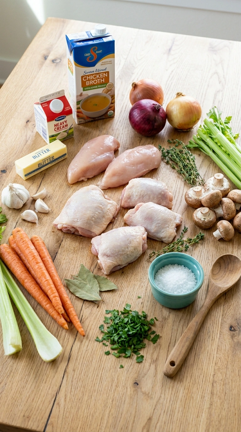 Ingredients for creamy chicken soup