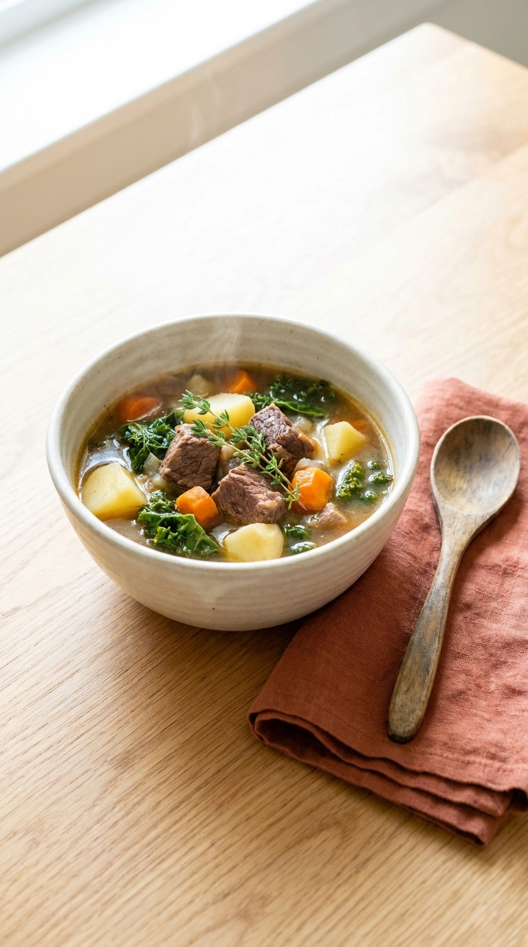 hamburger soup ready to serve
