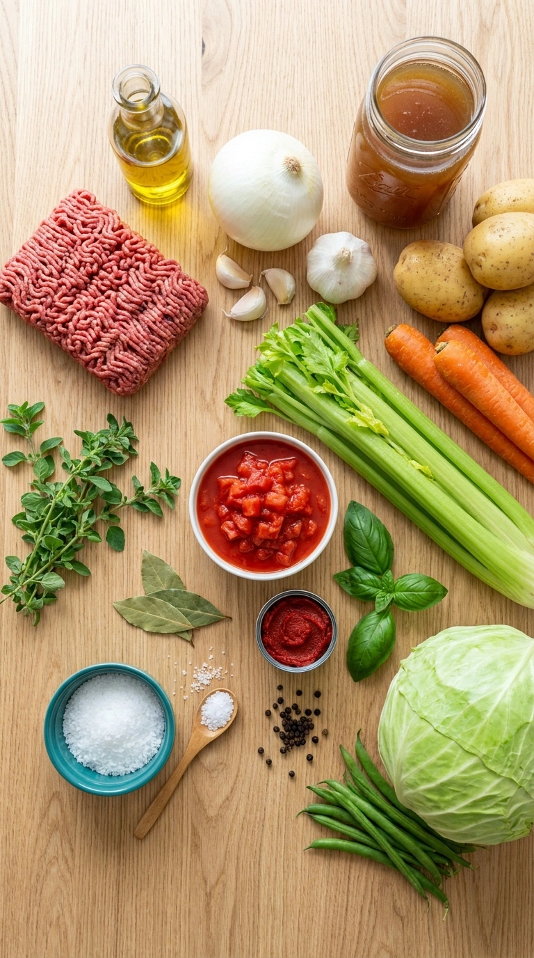 Ingredients for hamburger soup