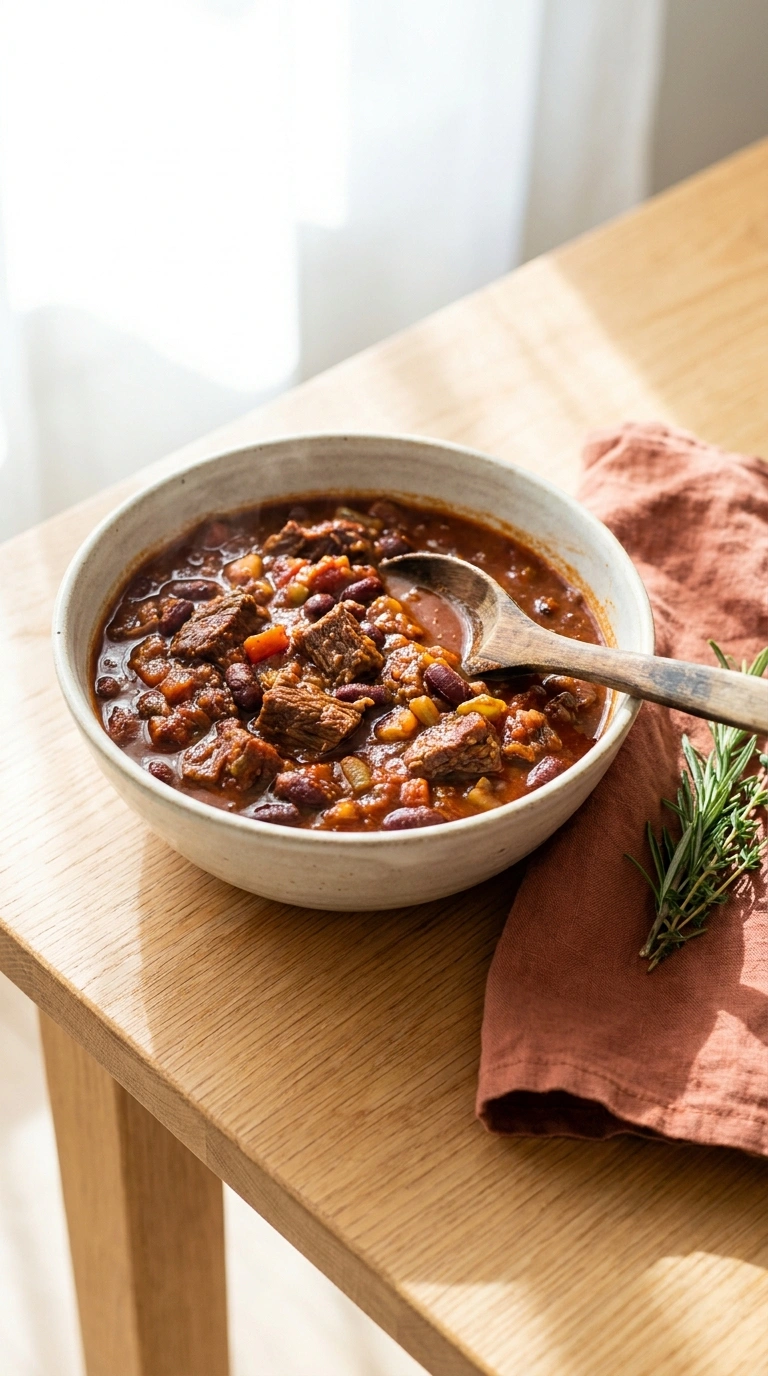 beef chili stew ready to serve