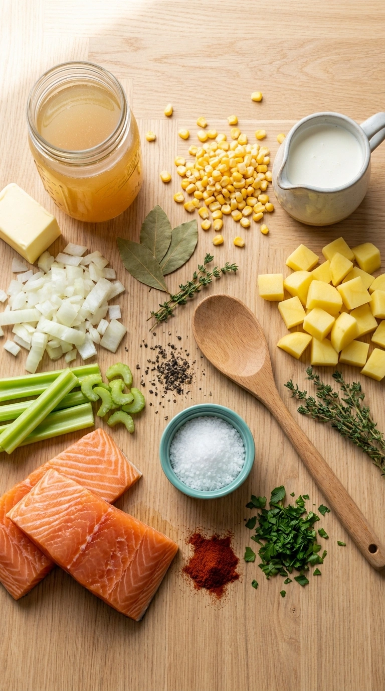 Ingredients for salmon chowder