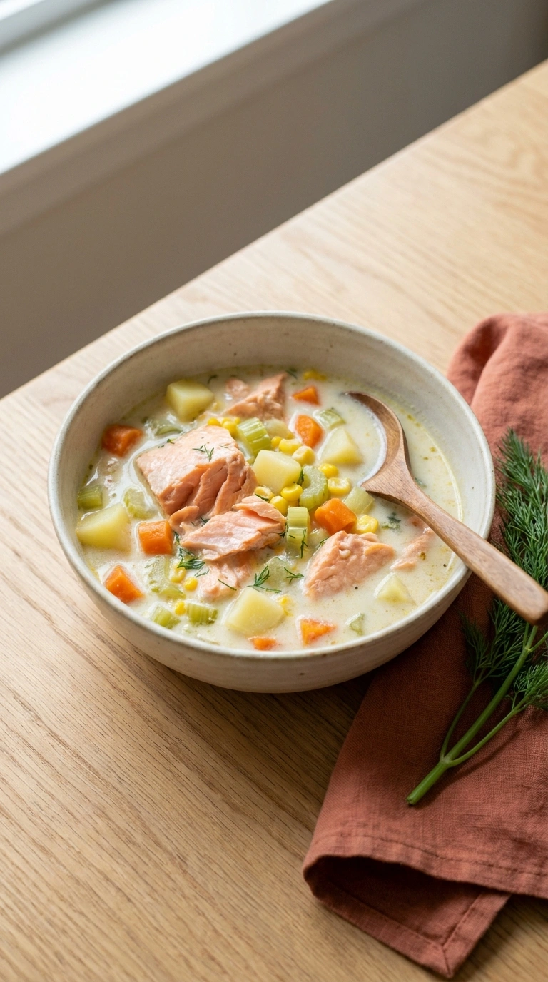 salmon chowder ready to serve