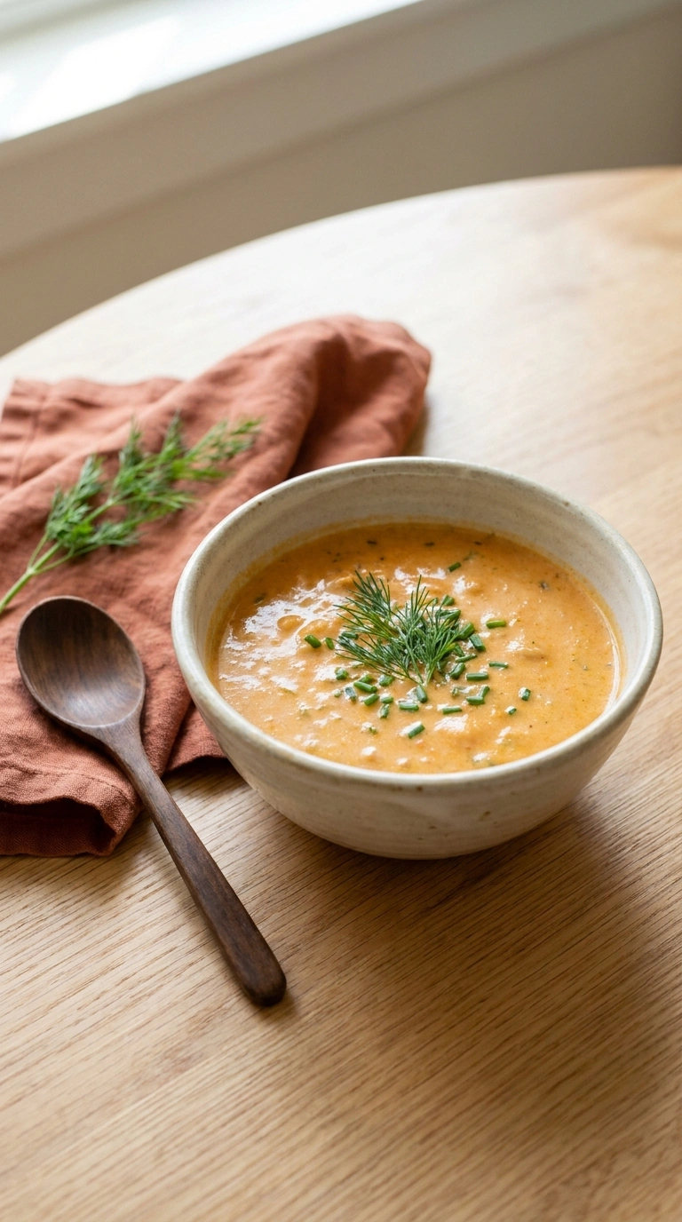 sweet potato chowder ready to serve
